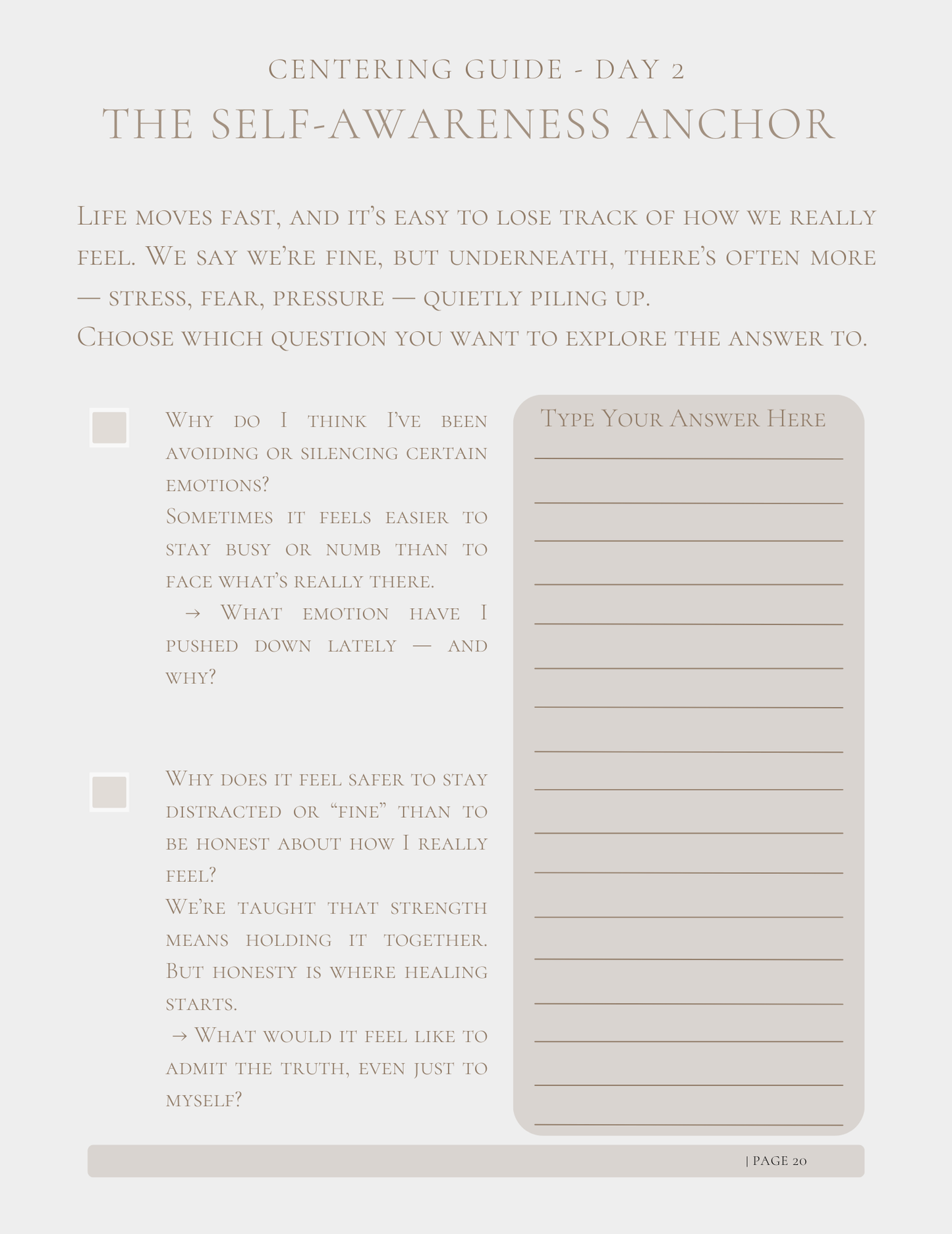 FREE 3 Day Centering Guide